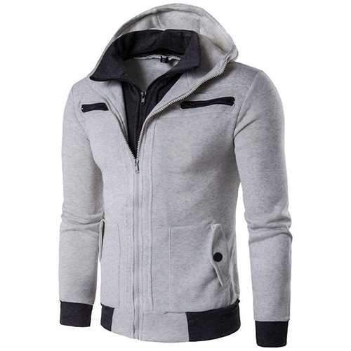 Casual Zip Up Sport Hooded Tops for Men